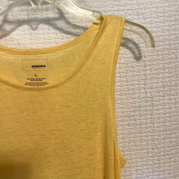 Sonoma Goods For Life Tank Top Flowy Lightweight Women's Sz Large Yellow Relaxed - Picture 3 of 7